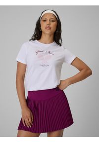 4f - 4F T-shirt regular z nadrukiem damski - biały XXL. Kolor: biały. Materiał: bawełna, materiał, dzianina. Wzór: nadruk. Styl: sportowy, klasyczny #1