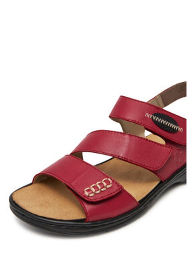 Rieker Sandały 64573-33 Czerwony. Kolor: czerwony. Materiał: skóra