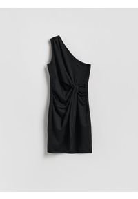 Reserved - Sukienka mini z drapowaniem - czarny. Kolor: czarny. Materiał: wiskoza, dzianina. Długość: mini #1