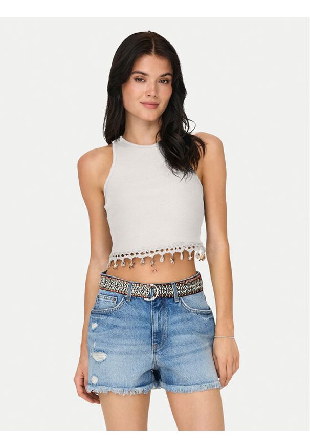 only - ONLY Top Shelly 15325019 Biały Slim Fit. Kolor: biały. Materiał: bawełna