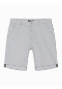 Ombre Clothing - Szorty klasyczne męskie chino z podwiniętą nogawką - szare V12 OM-SRCS-0197 - XXL. Kolor: szary. Materiał: bawełna, elastan. Sezon: lato. Styl: klasyczny #7