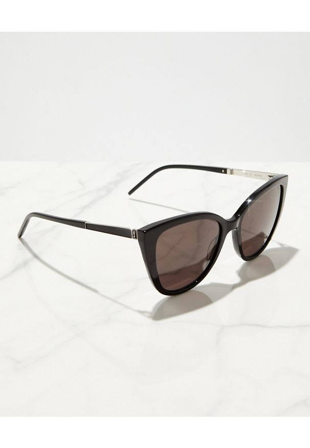 SAINT LAURENT - Czarne okulary przeciwsłoneczne. Kolor: czarny. Materiał: materiał