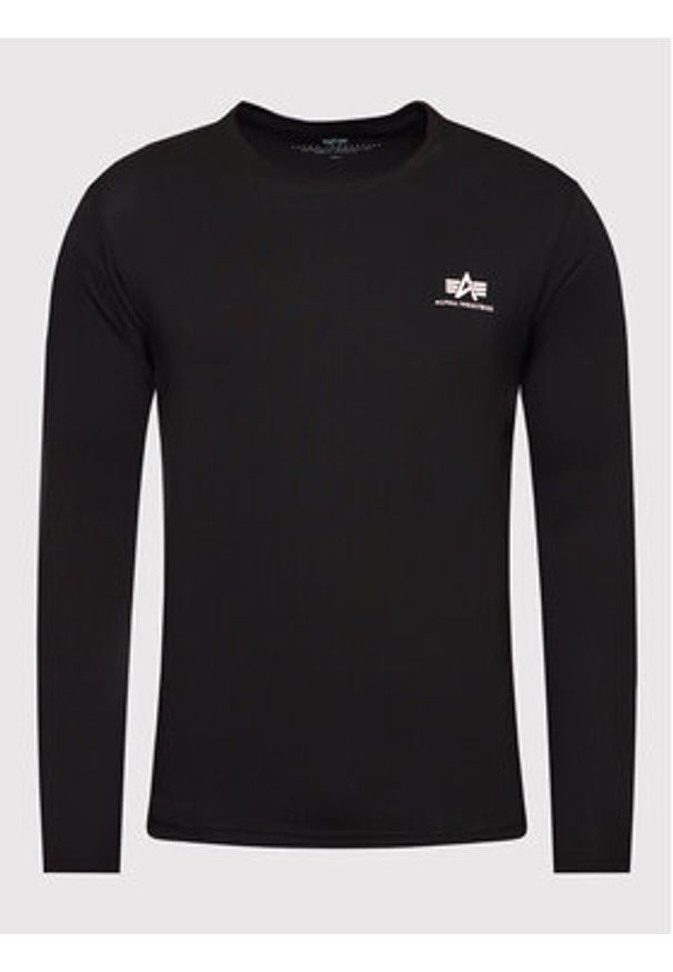 Alpha Industries Longsleeve Basic Small Logo 198517 Czarny Regular Fit. Kolor: czarny. Materiał: bawełna. Długość rękawa: długi rękaw