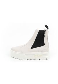 Buty botki damskie Puma Mayze Chelsea Suede. Kolor: biały. Materiał: skóra. Szerokość cholewki: normalna. Model: Puma Suede. Sport: turystyka piesza