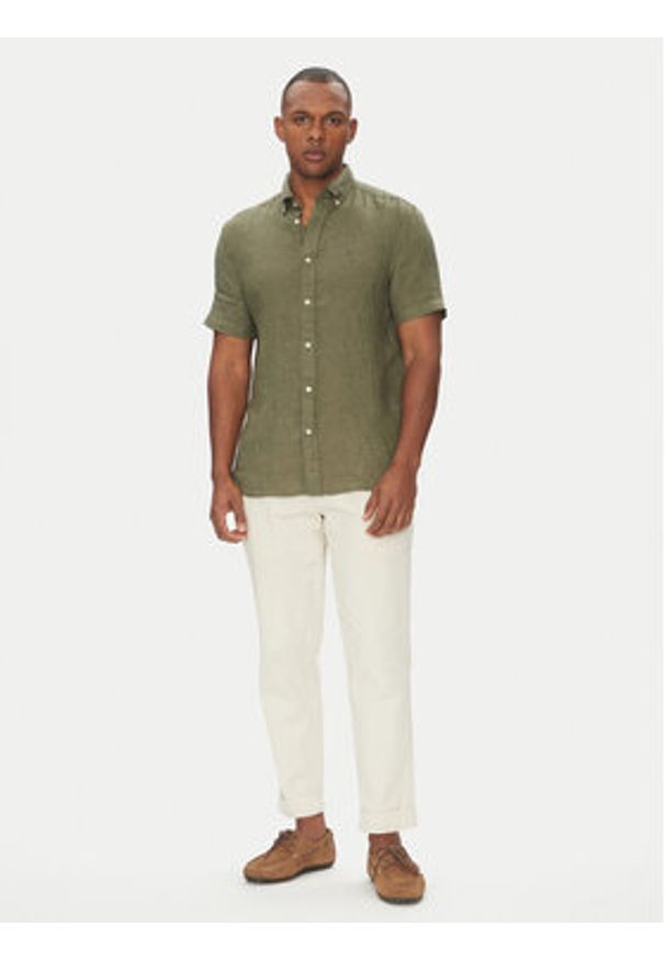 TOMMY HILFIGER - Tommy Hilfiger Koszula MW0MW35207 Zielony Regular Fit. Kolor: zielony. Materiał: len