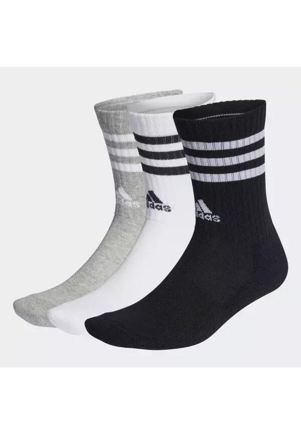 Adidas - Skarpety Męskie adidas 3-Stripes Cushioned Crew 3 Pary. Kolor: czarny, biały, szary, wielokolorowy