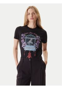 Versace Jeans Couture T-Shirt 79HAHP04 CJ01P Czarny Regular Fit. Kolor: czarny. Materiał: bawełna