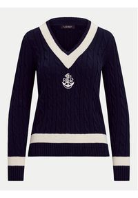 Lauren Ralph Lauren - LAUREN RALPH LAUREN Sweter 200957479002 Granatowy Regular Fit. Kolor: niebieski. Materiał: bawełna