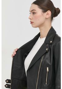 Pinko ramoneska skórzana damska kolor czarny przejściowa. Okazja: na co dzień. Kolor: czarny. Materiał: skóra. Styl: casual, klasyczny #7