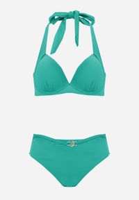 Born2be - Ciemnozielone Bikini z Wiązanym Biustonoszem i Figami Kąpielowymi z Wysokim Stanem Kalisea. Stan: podwyższony. Kolekcja: plus size. Kolor: zielony #3