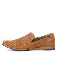 KOMODO Buty męskie mokasyny 876 lato camel wielokolorowe. Okazja: na co dzień. Zapięcie: bez zapięcia. Kolor: wielokolorowy. Materiał: materiał, len, skóra, guma. Sezon: lato. Styl: casual