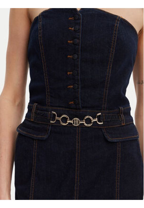 Fracomina Sukienka jeansowa FR25SD4010D46093 Granatowy Slim Fit. Kolor: niebieski. Materiał: bawełna