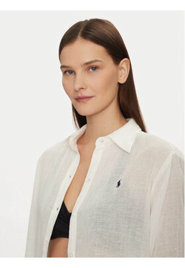 Polo Ralph Lauren Koszula 21564377 Écru Regular Fit. Typ kołnierza: polo. Materiał: len, bawełna