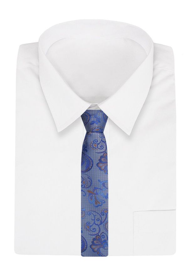 Krawat Alties (7 cm) - Niebieski, Orientalny Wzór. Kolor: niebieski. Materiał: tkanina. Styl: wizytowy, elegancki