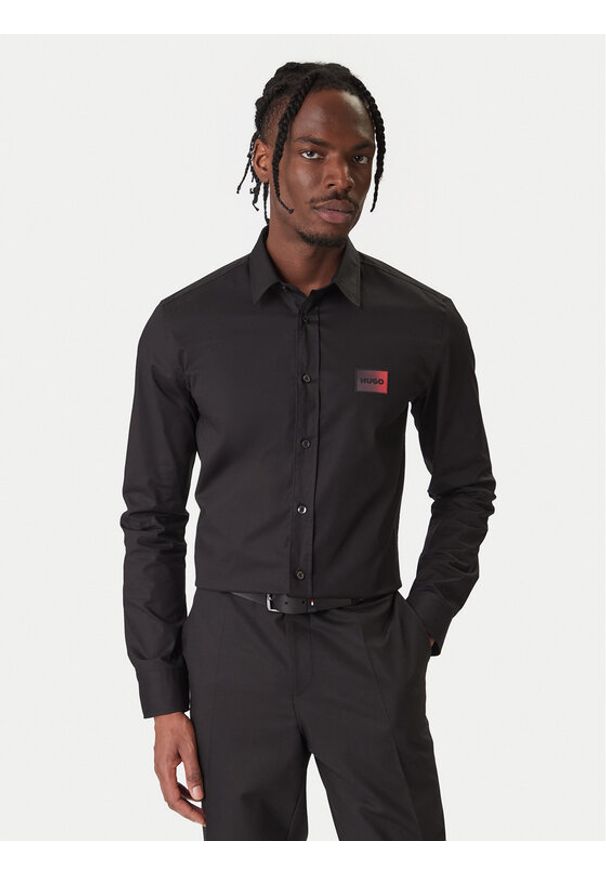 Hugo - HUGO Koszula Emero 50555786 Czarny Regular Fit. Kolor: czarny. Materiał: bawełna