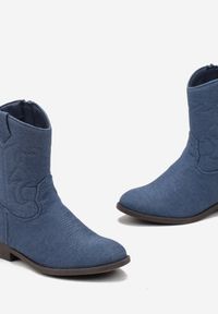 Born2be - Niebieskie Botki Kowbojki z Przeszyciami Taito. Kolor: niebieski #3