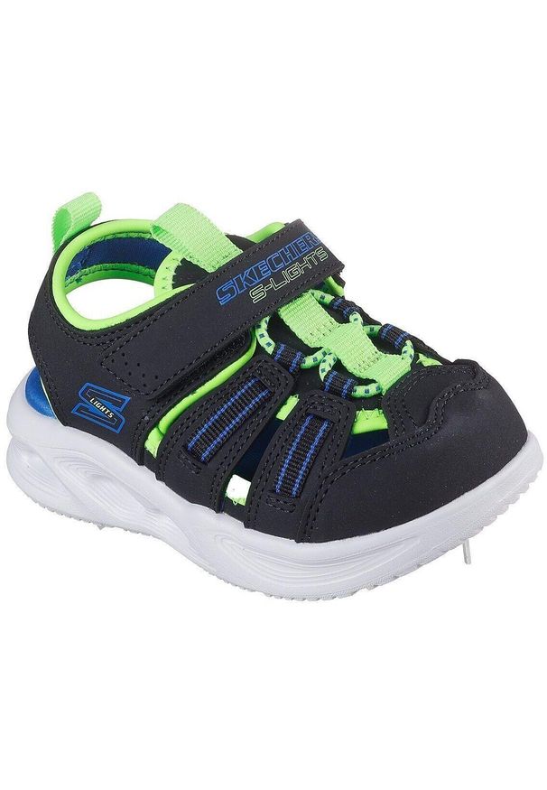 skechers - Sandały Skechers Sola Glow Sandal-hyp, Dzieci. Kolor: czarny. Materiał: materiał