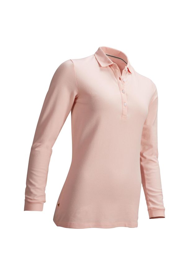 INESIS - Koszulka polo do golfa MW500 damska. Typ kołnierza: polo, golf. Kolor: różowy. Materiał: materiał, bawełna, elastan