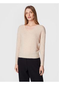Moss Copenhagen Sweter Mohair 16919 Beżowy Regular Fit. Kolor: beżowy. Materiał: syntetyk