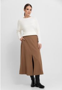 Volcano - Bawełniany sweter S-KAMA. Kolor: kremowy. Materiał: bawełna. Długość rękawa: długi rękaw. Długość: długie. Wzór: aplikacja, ze splotem. Styl: sportowy, klasyczny, elegancki #1