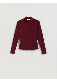 Reserved - Błyszczący golf - bordowy. Typ kołnierza: golf. Kolor: czerwony. Materiał: dzianina #1