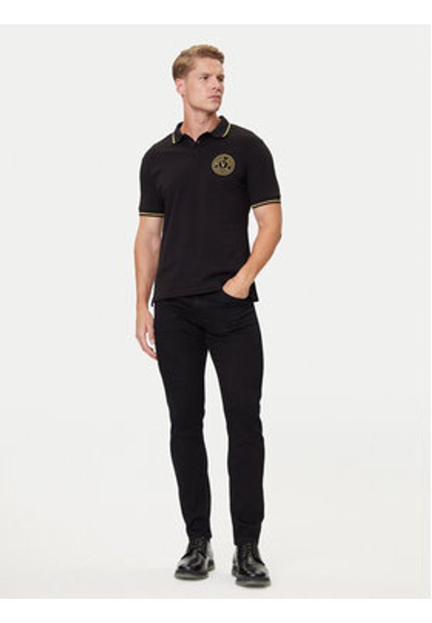 Versace Jeans Couture Polo 79GAGT00 CJ01T Czarny Slim Fit. Typ kołnierza: polo. Kolor: czarny. Materiał: bawełna