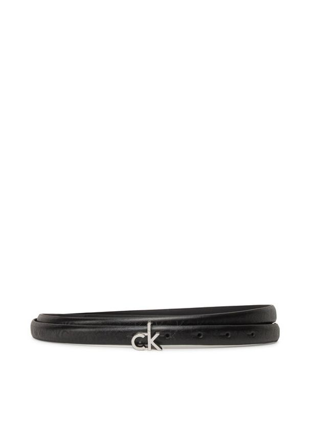 Calvin Klein Pasek Damski Ck Buckle Skinny Belt 1.5_Mono K60K612933 Czarny. Kolor: czarny. Materiał: skóra