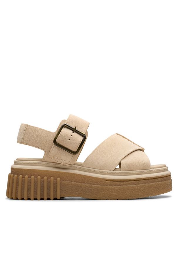 Clarks Sandały Evamar Wish 26181202 Beżowy. Kolor: beżowy. Materiał: skóra, zamsz