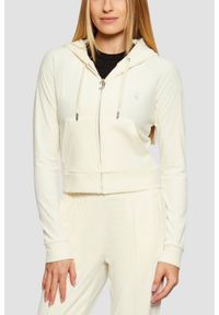 Juicy Couture - JUICY COUTURE Kremowa bluza damska Madison Outline Hoodie, Rozmiar S. Okazja: na co dzień. Kolor: beżowy. Materiał: materiał. Styl: casual #1