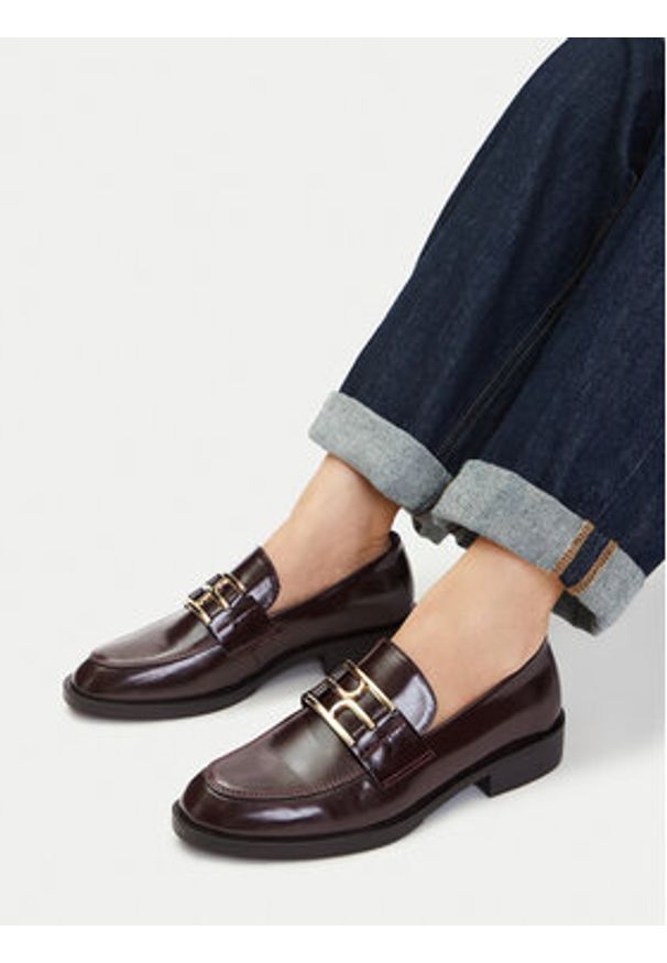 Jenny - JENNY Loafersy CEO-HYF62303CS-1 Bordowy. Kolor: czerwony. Materiał: materiał