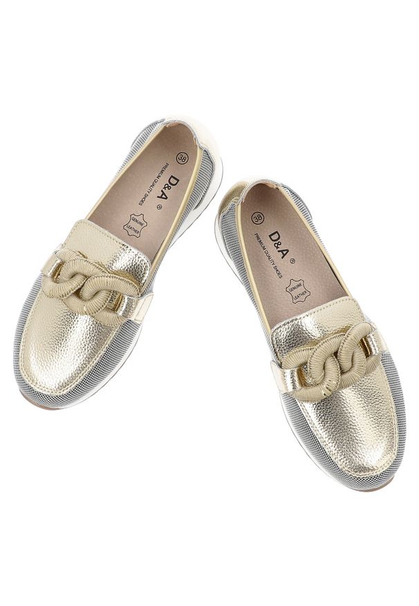 Złote Półbuty S.Barski Eleganckie Wsuwane Obuwie Damskie. Okazja: na co dzień. Zapięcie: bez zapięcia. Kolor: biały. Szerokość cholewki: normalna. Styl: elegancki