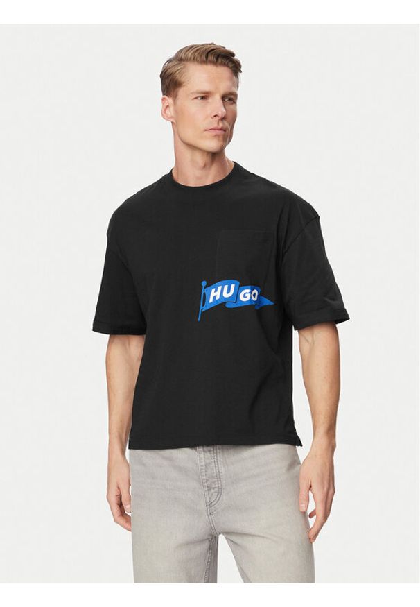 Hugo - HUGO T-Shirt Nohacrop 50556406 Czarny Loose Fit. Kolor: czarny. Materiał: bawełna