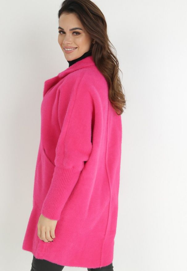 Born2be - Fuksjowy Płaszcz z Bawełną Oversize Klepheia. Okazja: na co dzień. Kolor: różowy. Materiał: bawełna. Wzór: jednolity. Styl: casual