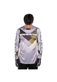 STAY STRONG - Jersey Stay Strong Chevron. Kolor: wielokolorowy, szary, zielony, brązowy. Materiał: jersey. Długość rękawa: długi rękaw. Długość: długie. Sport: kolarstwo #1