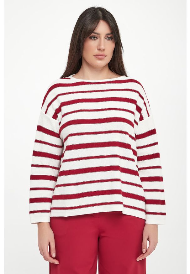 Sweter damski w paski Locusta MM. Wzór: paski