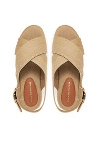 TOMMY HILFIGER - Tommy Hilfiger Espadryle Denim Espadrille Platform Sandal FW0FW08669 Beżowy. Kolor: beżowy. Materiał: materiał. Obcas: na platformie