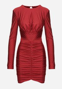 Born2be - Bordowa Koktajlowa Sukienka z Marszczeniem Cyrkoniami i Usztywnionymi Miseczkami Zozirina. Okazja: na co dzień. Kolor: czerwony. Typ sukienki: dopasowane. Styl: wizytowy #7