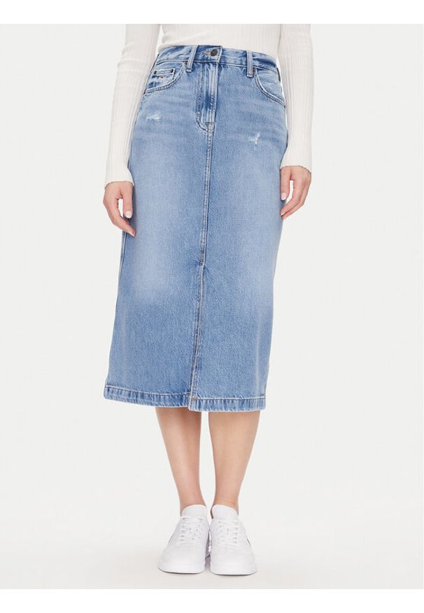 Tommy Jeans Spódnica jeansowa Claire Midi Skirt Bi8036 DW0DW21292 Niebieski Regular Fit. Kolor: niebieski. Materiał: bawełna