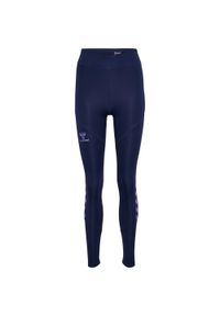 Legging Top z poliestru dla kobiet Hummel HmlStaltic. Kolor: niebieski. Materiał: poliester. Wzór: jodełka, nadruk