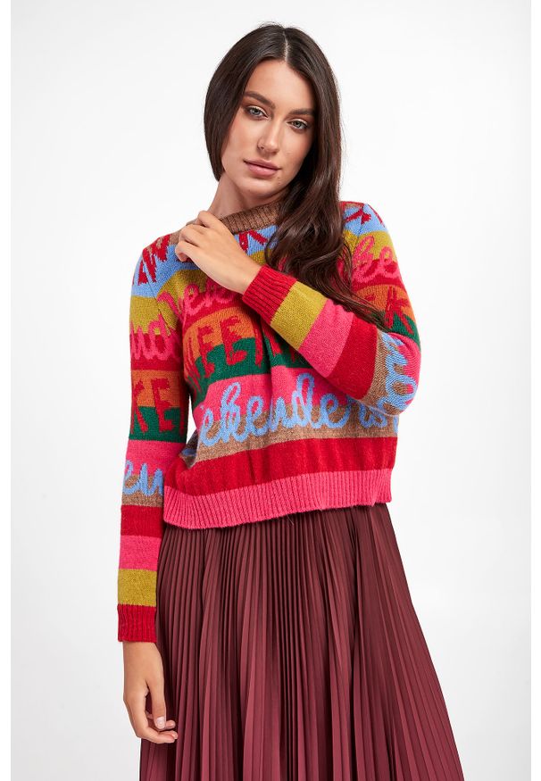 Weekend Max Mara - Sweter z wełną alpaka Glenda WEEKEND MAX MARA. Materiał: wełna, prążkowany. Wzór: nadruk, paski, ze splotem