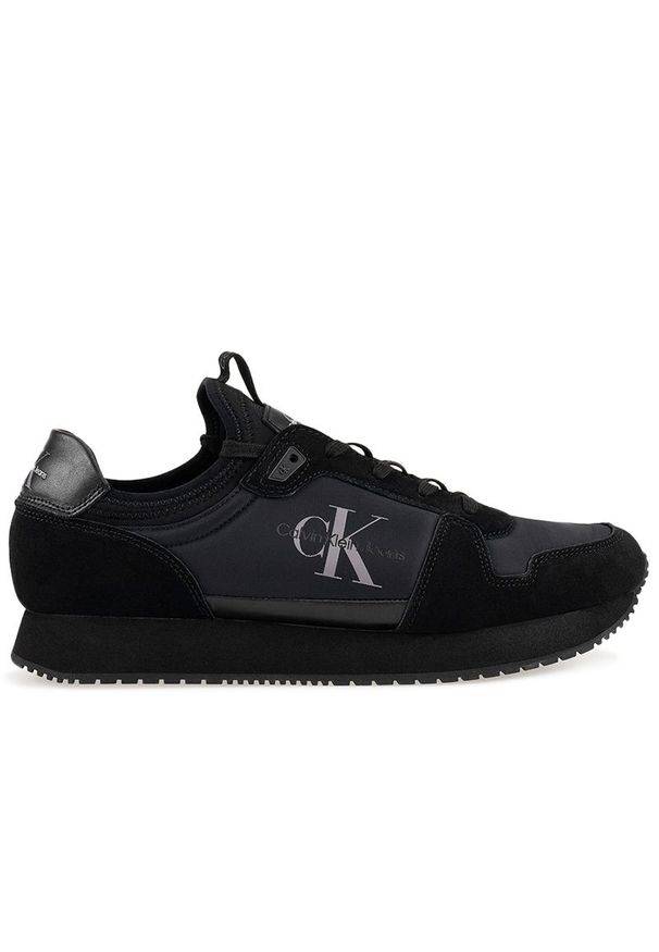 Buty Calvin Klein Jeans Runner Sock Laceup YM0YM00553-0GL - czarne. Okazja: na co dzień. Kolor: czarny. Materiał: jeans. Szerokość cholewki: normalna