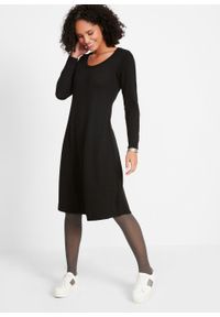 Sukienka dzianinowa poszerzana dołem bonprix czarny. Kolor: czarny. Materiał: materiał, bawełna, dzianina, akryl #5