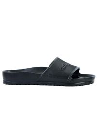 Klapki męskie Birkenstock Barbados. Zapięcie: bez zapięcia. Kolor: czarny. Materiał: materiał, syntetyk. Szerokość cholewki: normalna. Sport: turystyka piesza