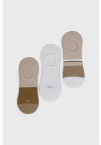 Calvin Klein skarpetki (3-pack) męskie kolor beżowy. Kolor: beżowy. Materiał: bawełna