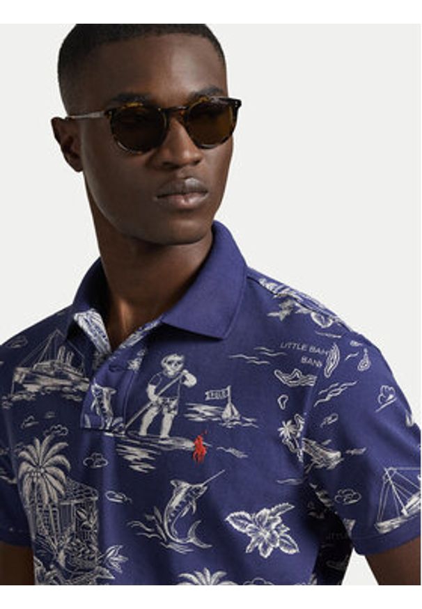 Polo Ralph Lauren Polo 710B13971001 Granatowy Slim Fit. Typ kołnierza: polo. Kolor: niebieski. Materiał: bawełna