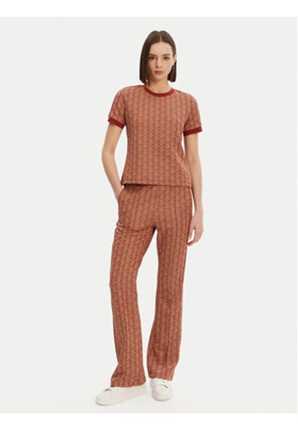 Lacoste T-Shirt TF3244 Pomarańczowy Slim Fit. Kolor: pomarańczowy. Materiał: syntetyk, bawełna