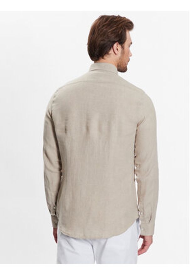 Calvin Klein Koszula Linen Solid Slim Shirt K10K109286 Beżowy Slim Fit. Kolor: beżowy. Materiał: len