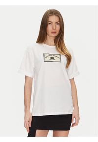 Elisabetta Franchi T-Shirt MA-035-51E2-V170 Biały Regular Fit. Kolor: biały. Materiał: bawełna