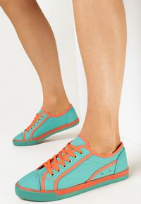 Born2be - Zielono-Pomarańczowe Trampki Loruenn. Nosek buta: okrągły. Kolor: zielony. Materiał: materiał. Szerokość cholewki: normalna. Styl: klasyczny #5