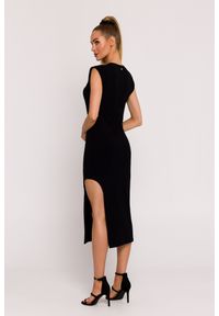 MOE - Sukienka bawełniana z rozcięciem na nodze czarna. Kolor: czarny. Materiał: bawełna. Sezon: lato #2